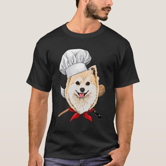 Restaurant Pommeren Chef Cook Cooking Puppy Pet T-shirt (Voorkant)