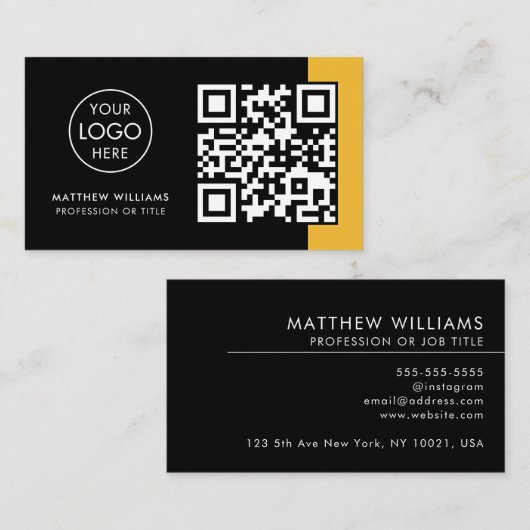 Restaurant Professionele QR Code Modern Logo Visitekaartje (Voorkant / Achterkant)