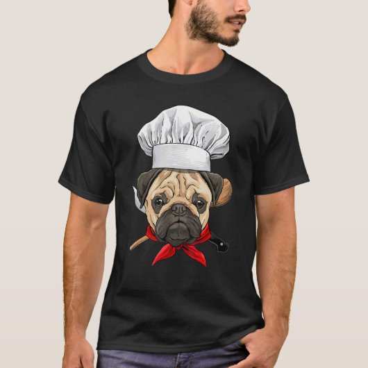 Restaurant Pug Chef Cook Cooking Puppy Pet Dog T-shirt (Voorkant)