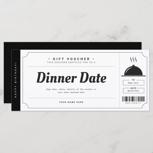 Restaurant Reservation Gift Voucher Certificate (Voorkant / Achterkant)