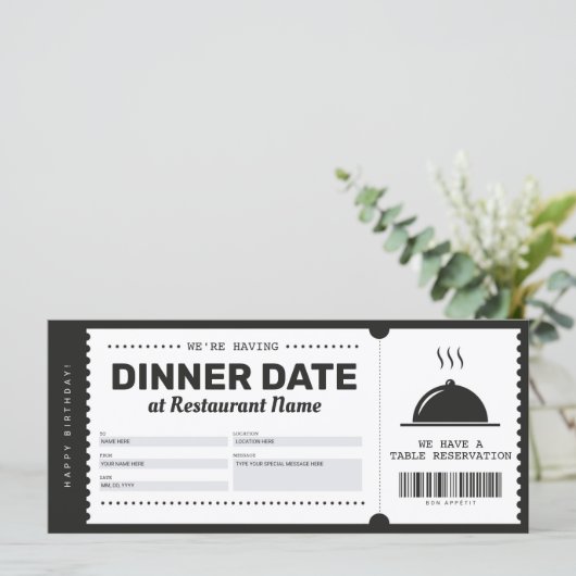 Restaurant Reservation Voucher Certificate (Staand voorkant)