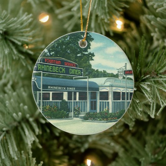 restaurant, Retro Rhinebeck Roadside Diner Keramisch Ornament (Boom)