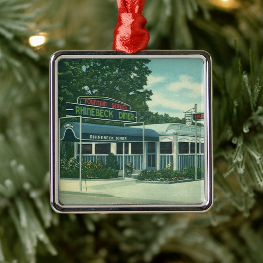  restaurant, Retro Rhinebeck Roadside Diner Metalen Ornament (Boom)