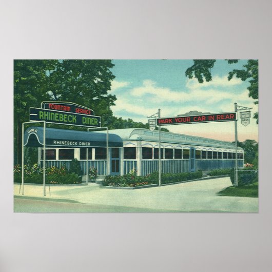  restaurant, Retro Rhinebeck Roadside Diner Poster (Voorkant)