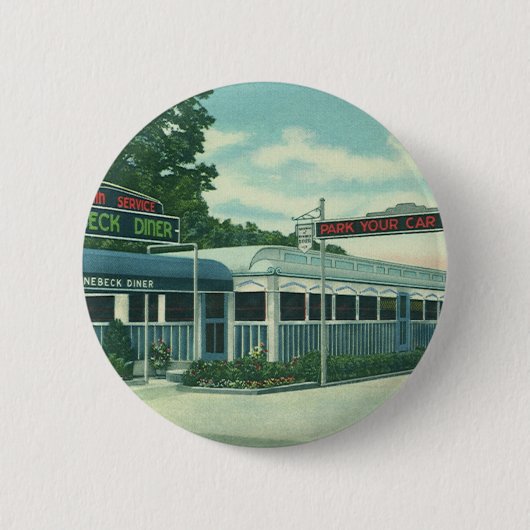 restaurant, Retro Rhinebeck Roadside Diner Ronde Button 5,7 Cm (Voorkant)