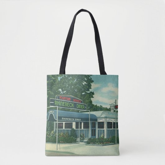  restaurant, Retro Rhinebeck Roadside Diner Tote Bag (Voorkant)