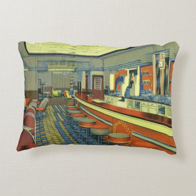  restaurant, Retro Roadside Diner Interior Accent Kussen (Achterkant)