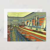  restaurant, Retro Roadside Diner Interior Briefkaart (Voorkant / Achterkant)