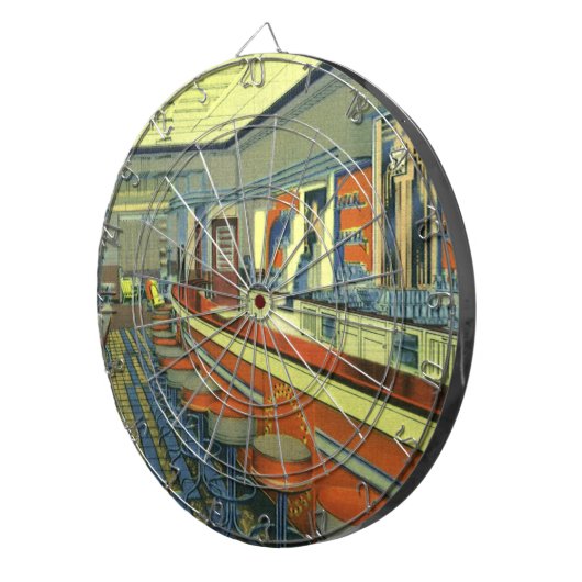  restaurant, Retro Roadside Diner Interior Dartbord (Voorkant Rechts)