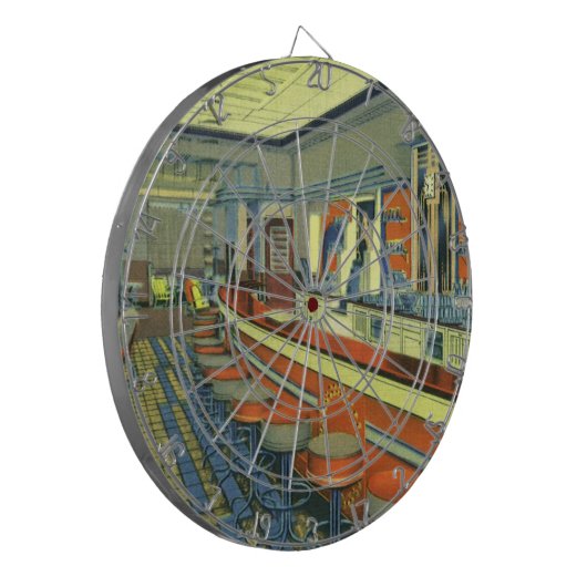  restaurant, Retro Roadside Diner Interior Dartbord (Voorkant Links)