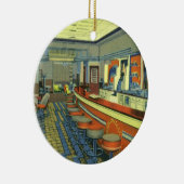 restaurant, Retro Roadside Diner Interior Keramisch Ornament (Rechts)