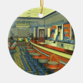  restaurant, Retro Roadside Diner Interior Keramisch Ornament (Voorkant)
