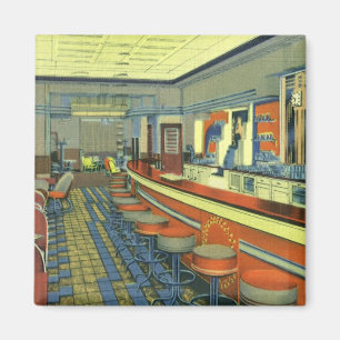 restaurant, Retro Roadside Diner Interior Magneet