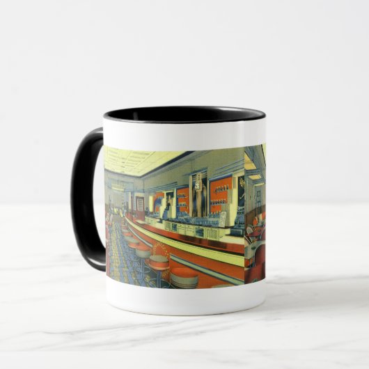  restaurant, Retro Roadside Diner Interior Mok (Voorkant links)