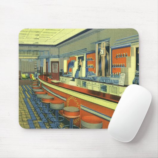 restaurant, Retro Roadside Diner Interior Muismat (Met muis)