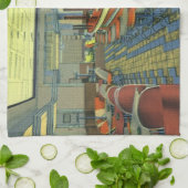  restaurant, Retro Roadside Diner Interior Theedoek (Gevouwen)