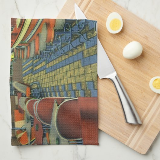  restaurant, Retro Roadside Diner Interior Theedoek (Quarter Fold)