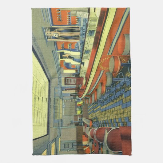 restaurant, Retro Roadside Diner Interior Theedoek (Verticaal)