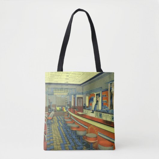  restaurant, Retro Roadside Diner Interior Tote Bag (Voorkant)