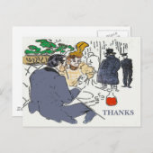 Restaurant scène Bedankt, briefkaart (Voorkant / Achterkant)