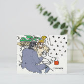 Restaurant scène mobiele telefoon, briefkaart (Staand voorkant)