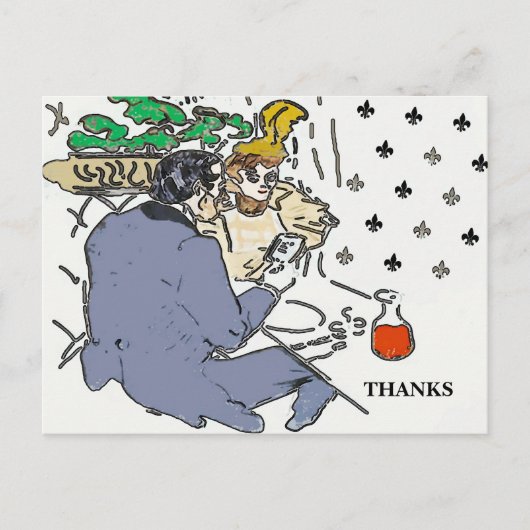 Restaurant scène mobiele telefoon, briefkaart (Voorkant)