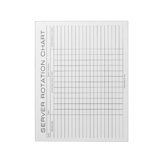 Restaurant Server Rotation Shift Chart Notitieblok (Linkerzijde)