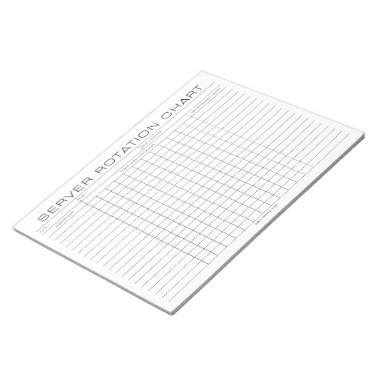 Restaurant Server Rotation Shift Chart Notitieblok (Schuin)