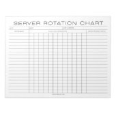 Restaurant Server Rotation Shift Chart Notitieblok (Voorkant)