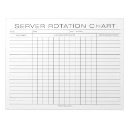 Restaurant Server Rotation Shift Chart Notitieblok