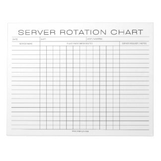 Restaurant Server Rotation Shift Chart Notitieblok
