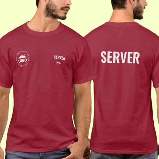 Restaurant Server T-Shirt Uniform Custom Name Logo