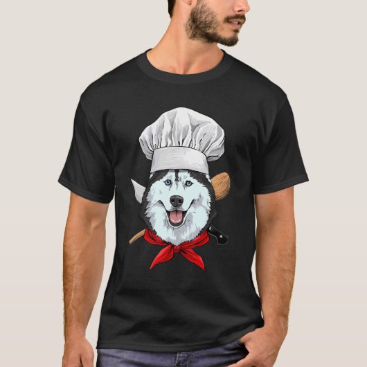 Restaurant Siberian Husky Chef Cook Cooking Dog T-shirt (Voorkant)