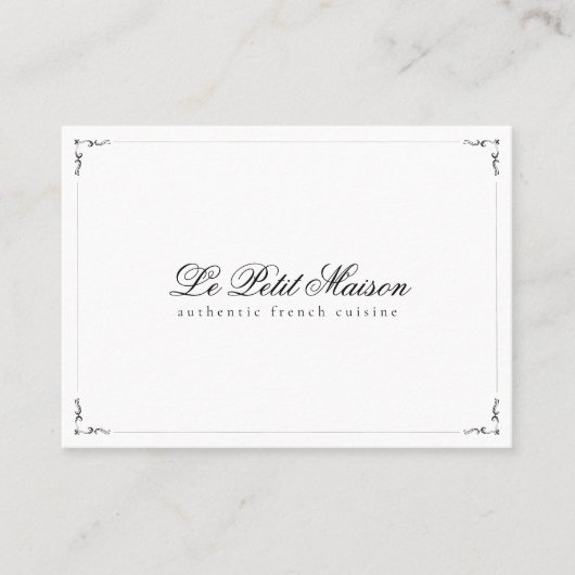 Restaurant Simple White Script Classic Reservation Visitekaartje (Voorkant)