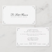 Restaurant Simple White Script Classic Reservation Visitekaartje (Voorkant / Achterkant)
