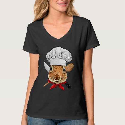 Restaurant Squirrel Chef Cook Kitchen Cooking  Rod T-shirt (Voorkant)