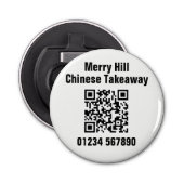 Restaurant-Takeaway Online Menu QR-code Button Flesopener (Voorkant)