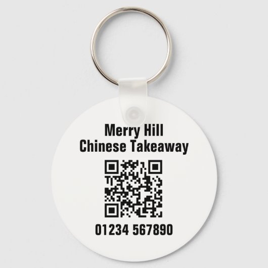 Restaurant-Takeaway Online Menu QR-code Sleutelhanger (Voorkant)