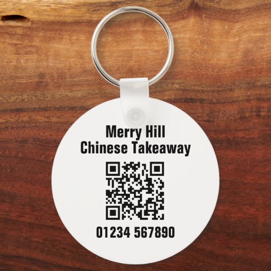 Restaurant-Takeaway Online Menu QR-code Sleutelhanger (Voorkant)