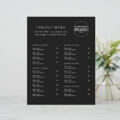 Restaurant Takeout Catering Black Logo Menu (Staand voorkant)