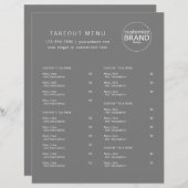 Restaurant Takeout Catering Gray Logo Menu (Voorkant / Achterkant)