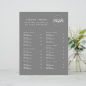 Restaurant Takeout Catering Gray Logo Menu (Staand voorkant)