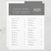 Restaurant Takeout Catering Gray Menu (Voorkant / Achterkant)