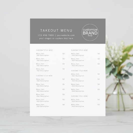 Restaurant Takeout Catering Gray Menu (Staand voorkant)