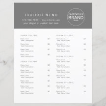 Restaurant Takeout Catering Gray Menu