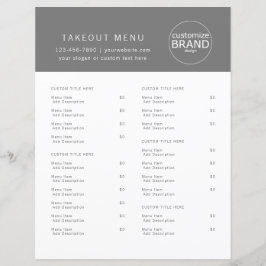 Restaurant Takeout Catering Gray Menu