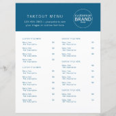 Restaurant Takeout Catering Logo Navy Blue Menu (Voorkant)
