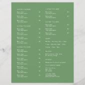 Restaurant Takeout Catering Olive Green Logo Menu (Achterkant)
