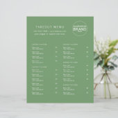 Restaurant Takeout Catering Olive Green Logo Menu (Staand voorkant)