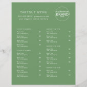 Restaurant Takeout Catering Olive Green Logo Menu (Voorkant)